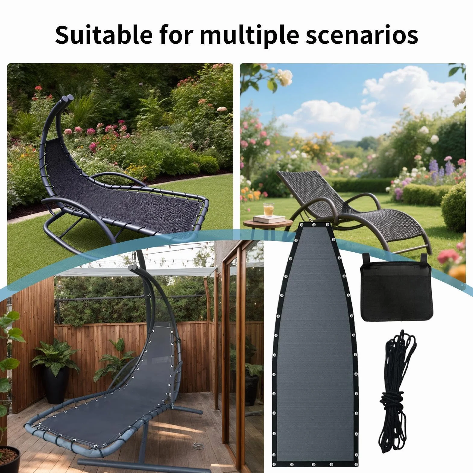 Swing Canopy Replacement Cover 43x90 inch Gazebo Pergola Sun Protection Waterproof Outdoor Shade