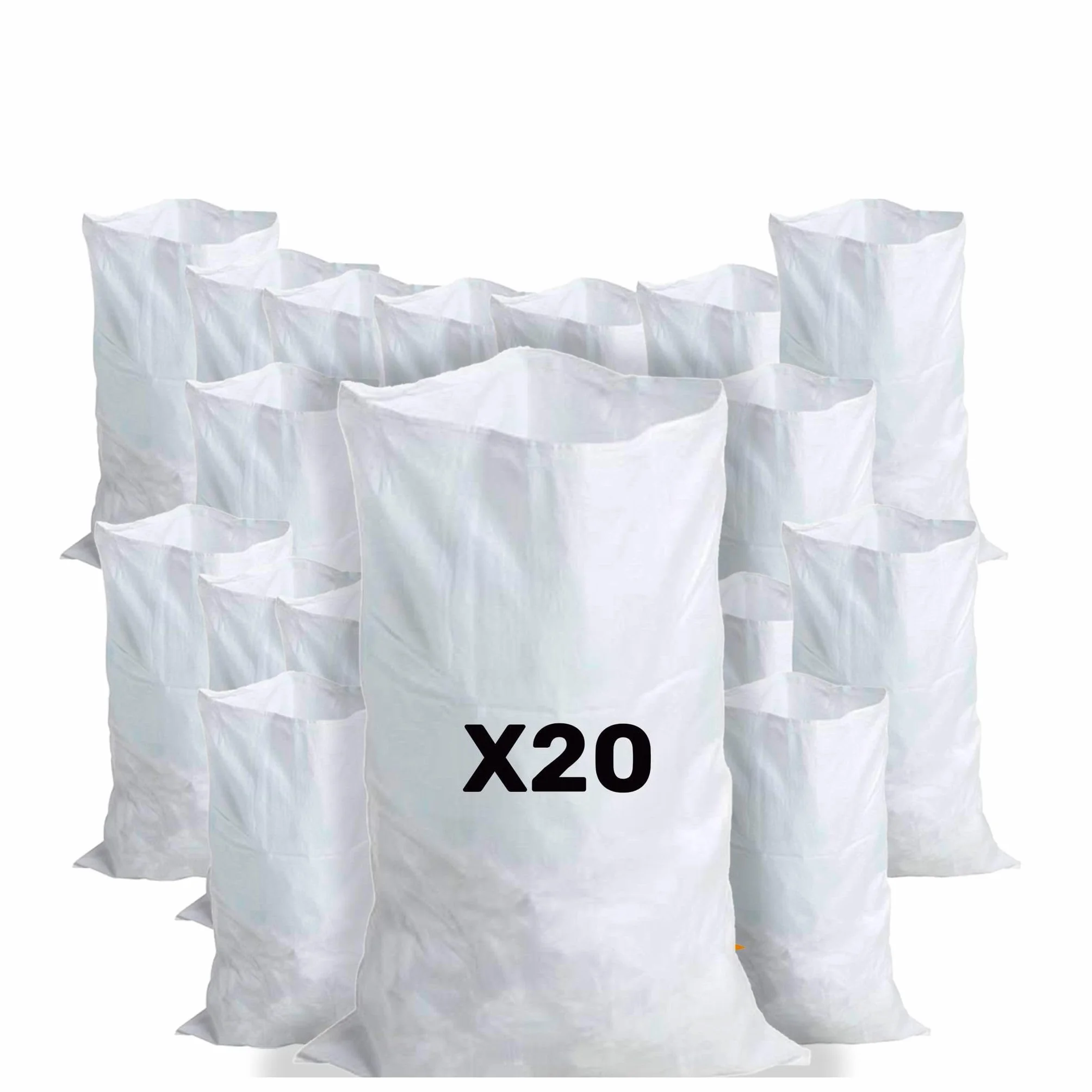 Sacs à Gravats 55 x 95cm 55kg Polypropylène Tissé Blanc Réutilisable Jardinage Chantier
