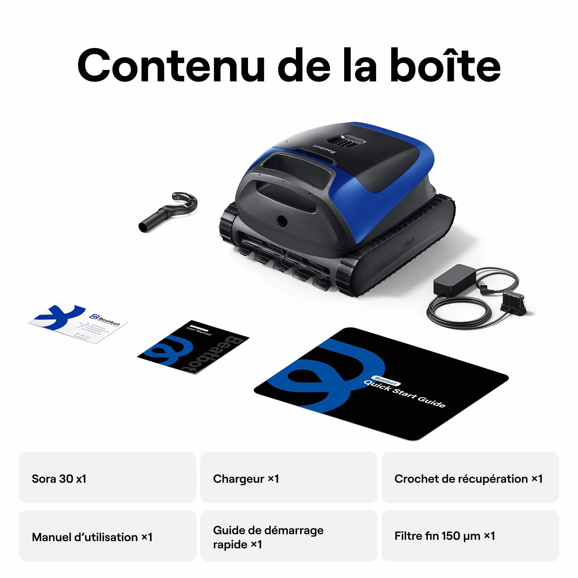 Beatbot Sora 30 Robot Piscine sans Fil, Aspirateur Piscine Puissant, Autonomie 5h, Contrôle Via App