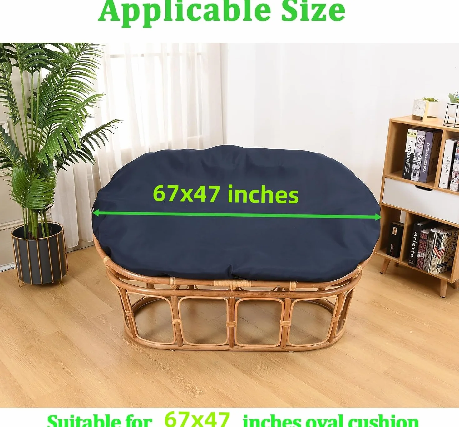 Housse de coussin imperméable double Papasan 170,2 x 119,4 cm pour extérieur avec fermeture éclair