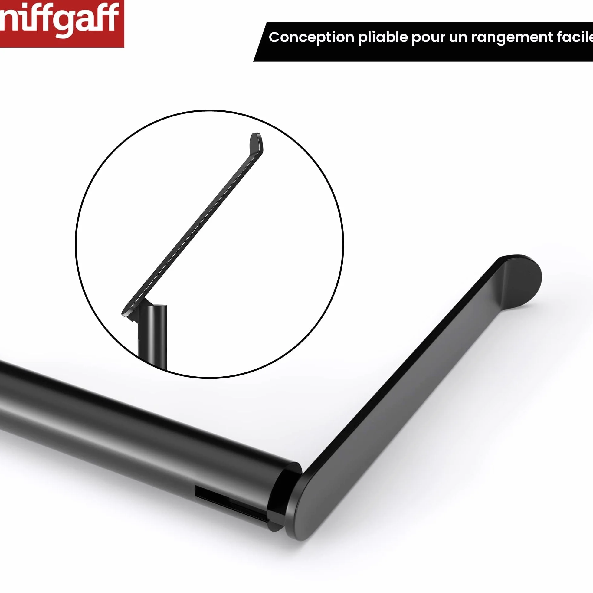 Porte-Rouleau de Papier Toilette sur Pied pour Salle de Bain, Support en Acier Inoxydable avec Finition Noire, Distributeur Simple et Pratique