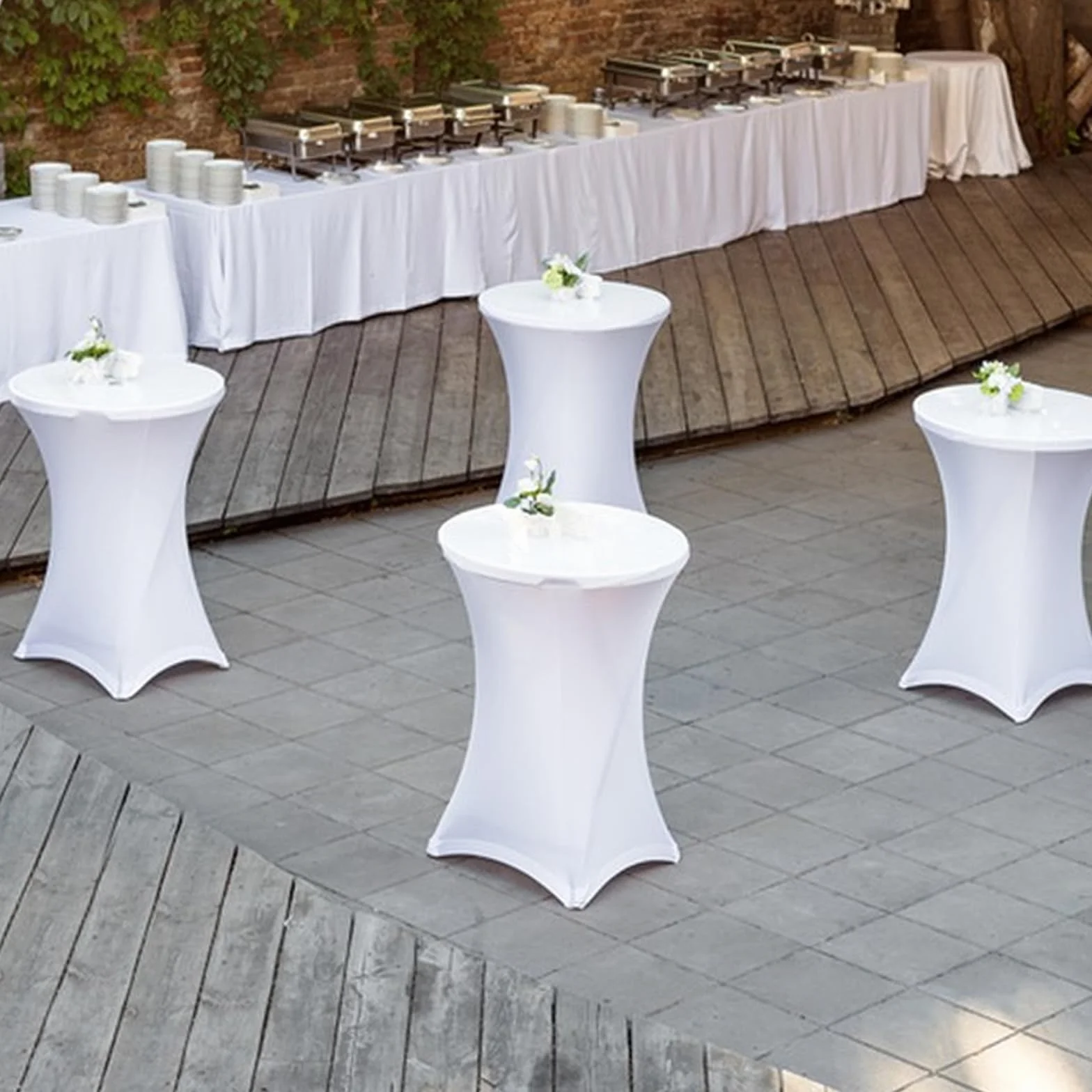 Housses de table élastiques en Spandex pour tables de bar 80 x 110 cm Lot de 2 nappes extensibles