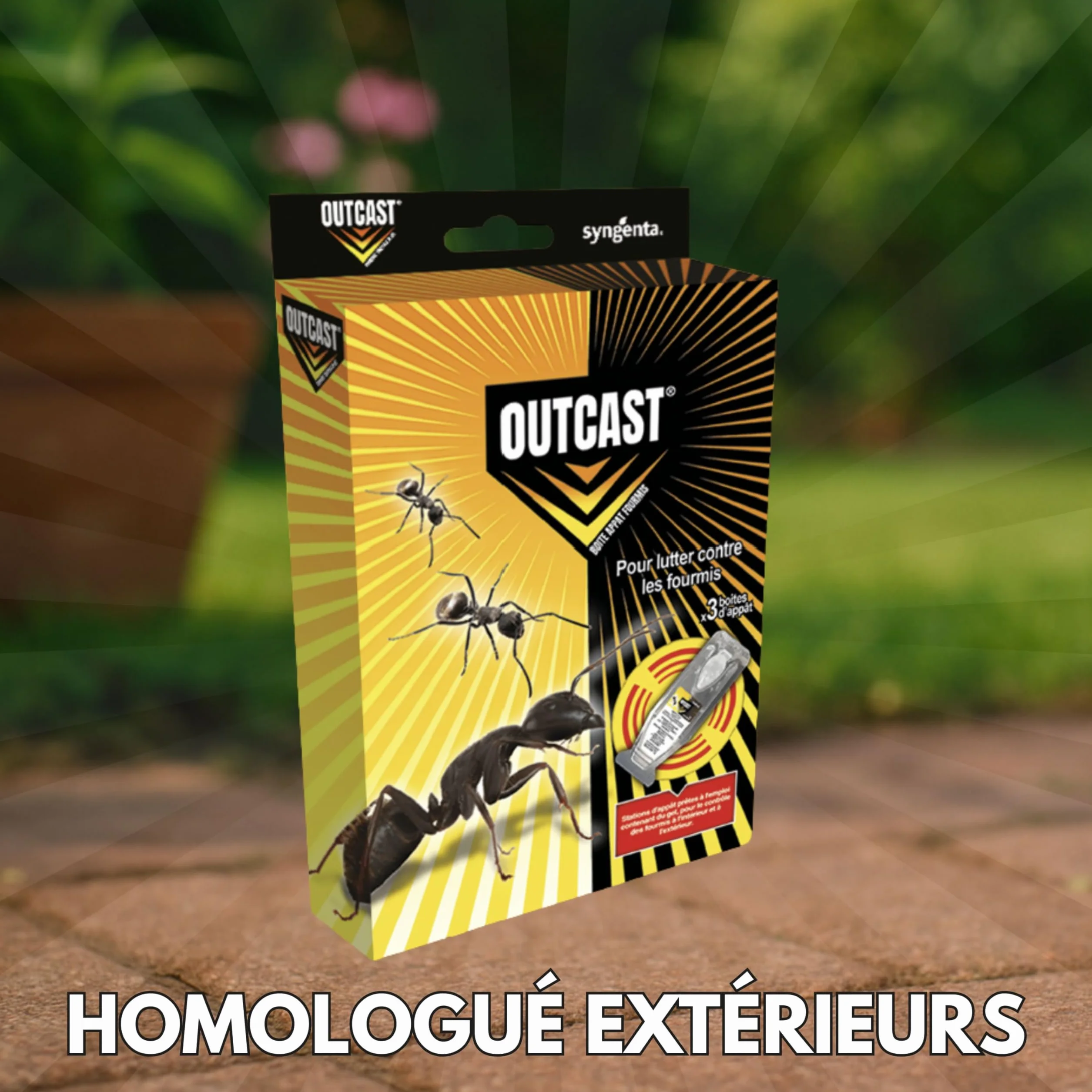 Outcast Boîte Appât Anti Fourmis en Gel Piège Intérieur Extérieur Élimination Colonies Fourmi Action Retardée 3 Pièges