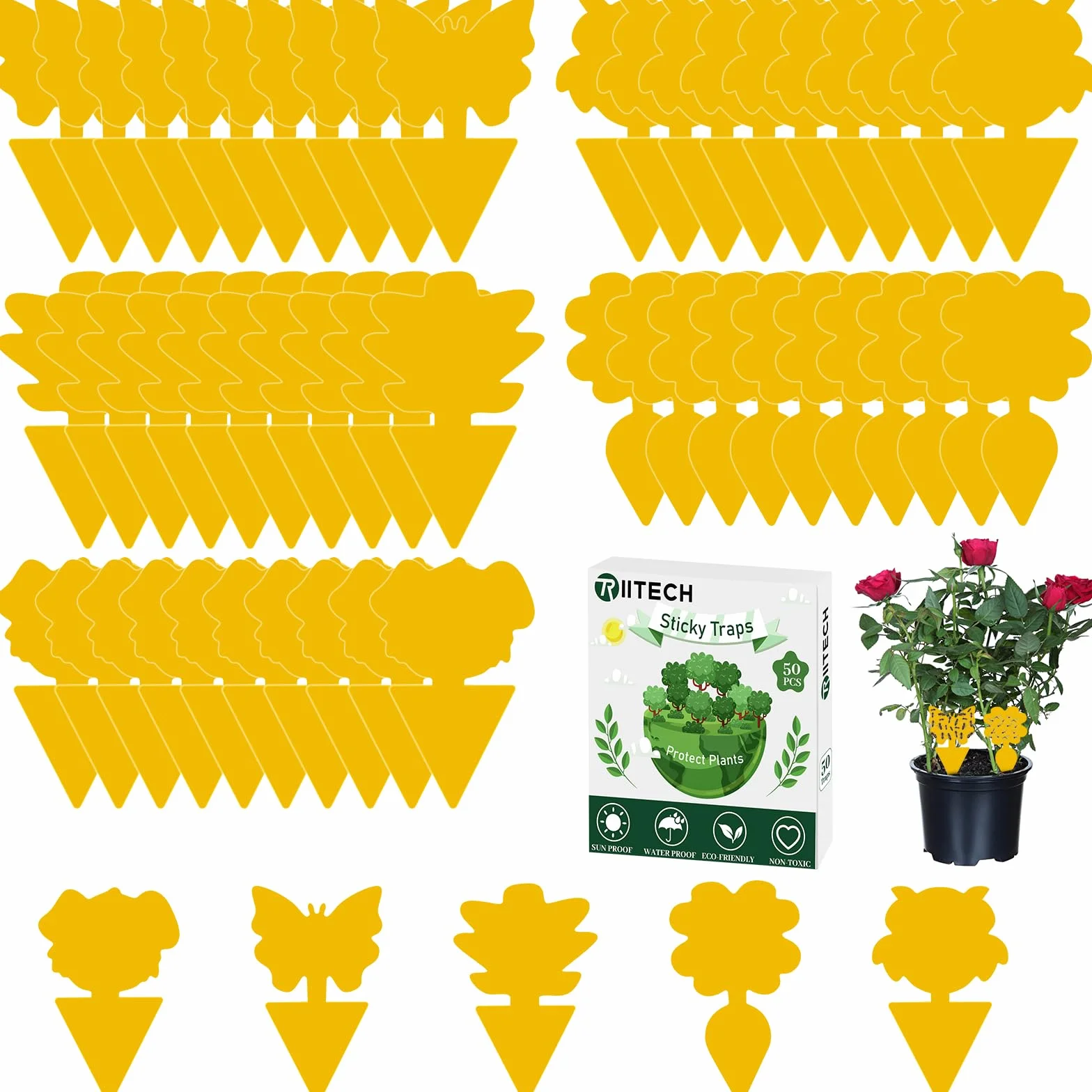 50 Pièges Anti Moucherons Intérieur, Attrape Moucheron Plantes, Pièges à Insectes Jaune Collants