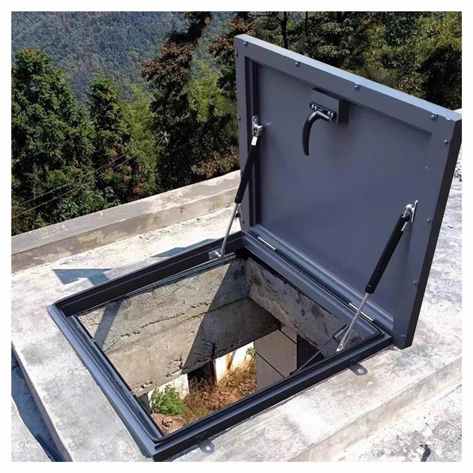 Trappe de Toit en métal galvanisé, Couvercle de Porte à Assistance hydraulique pour accès aux Regards de sous-Sol, avec poignée, Solution d'accès sécurisée pour Usage rés