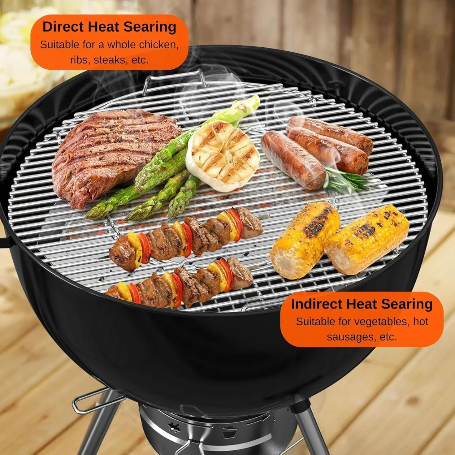 Onlyfire Panier à charbon de bois en acier inoxydable 57 cm pour Barbecues