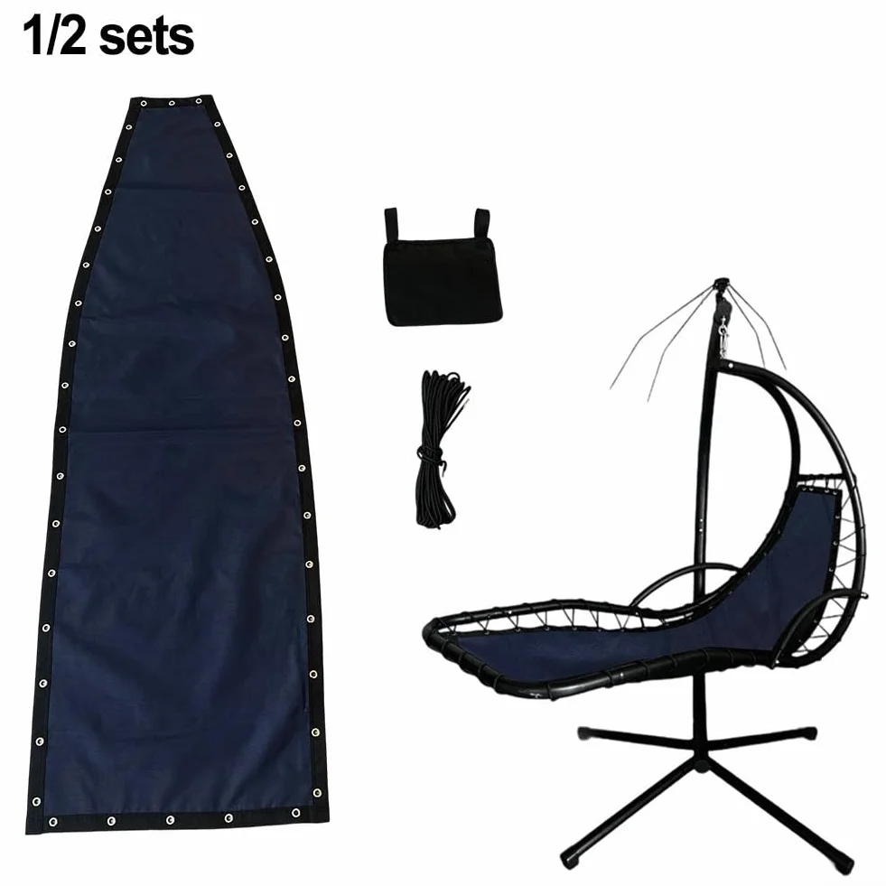 Lot de 2 toiles de rechange pour balancelle suspendue en textilène, 64 x 197 x 23 cm, bleu marine