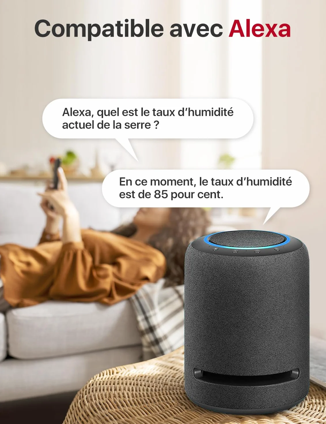 X-Sense STH55 Thermomètre Intérieur Connecté WiFi Hygromètre Haute Précision Suivi Température Humidité Alertes App Compatible Alexa