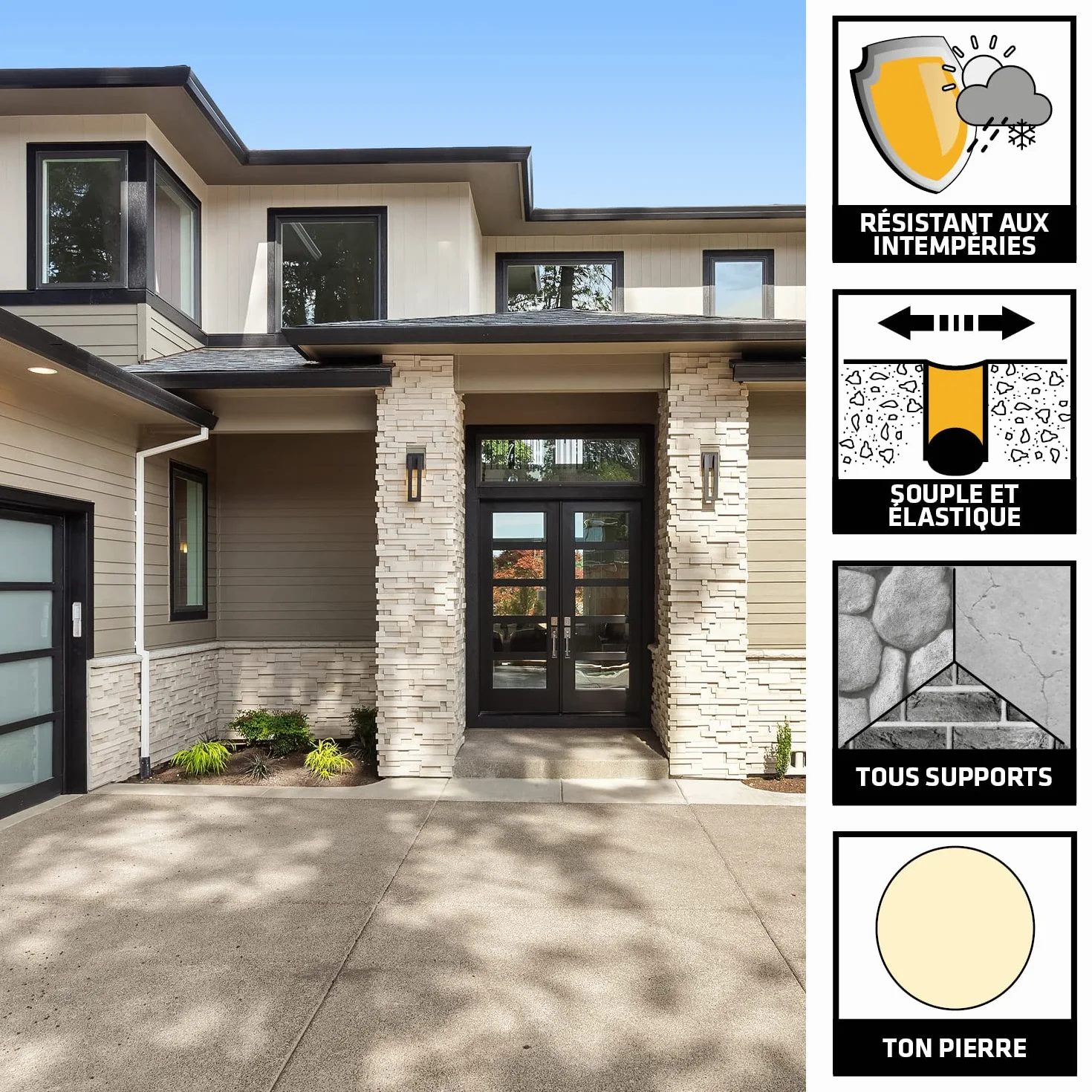 SIKA - Mastic polyuréthane - SikaSeal-183 Façade & Sol ton pierre - Spécial joints de façades et sols extérieurs - Étanche à l’air et à l’eau - 300 ml
