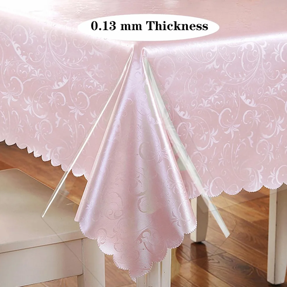 Nappe en PVC Transparente Rectangulaire 0.13 mm Imperméable Protection de Table Anti-Graisse 140 x 260 cm