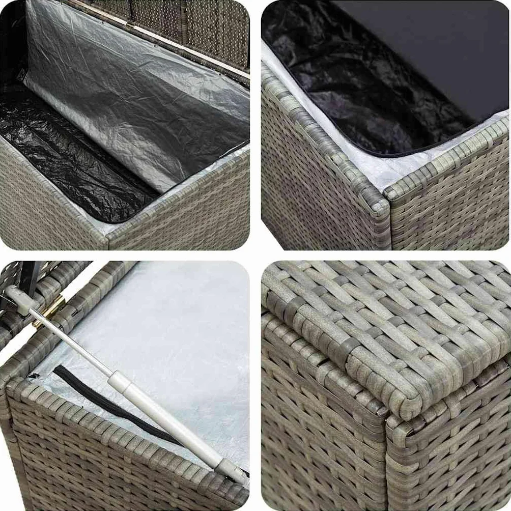 vidaXL Coffre de Rangement Jardin Résine Tressée 200x50x60 cm Gris