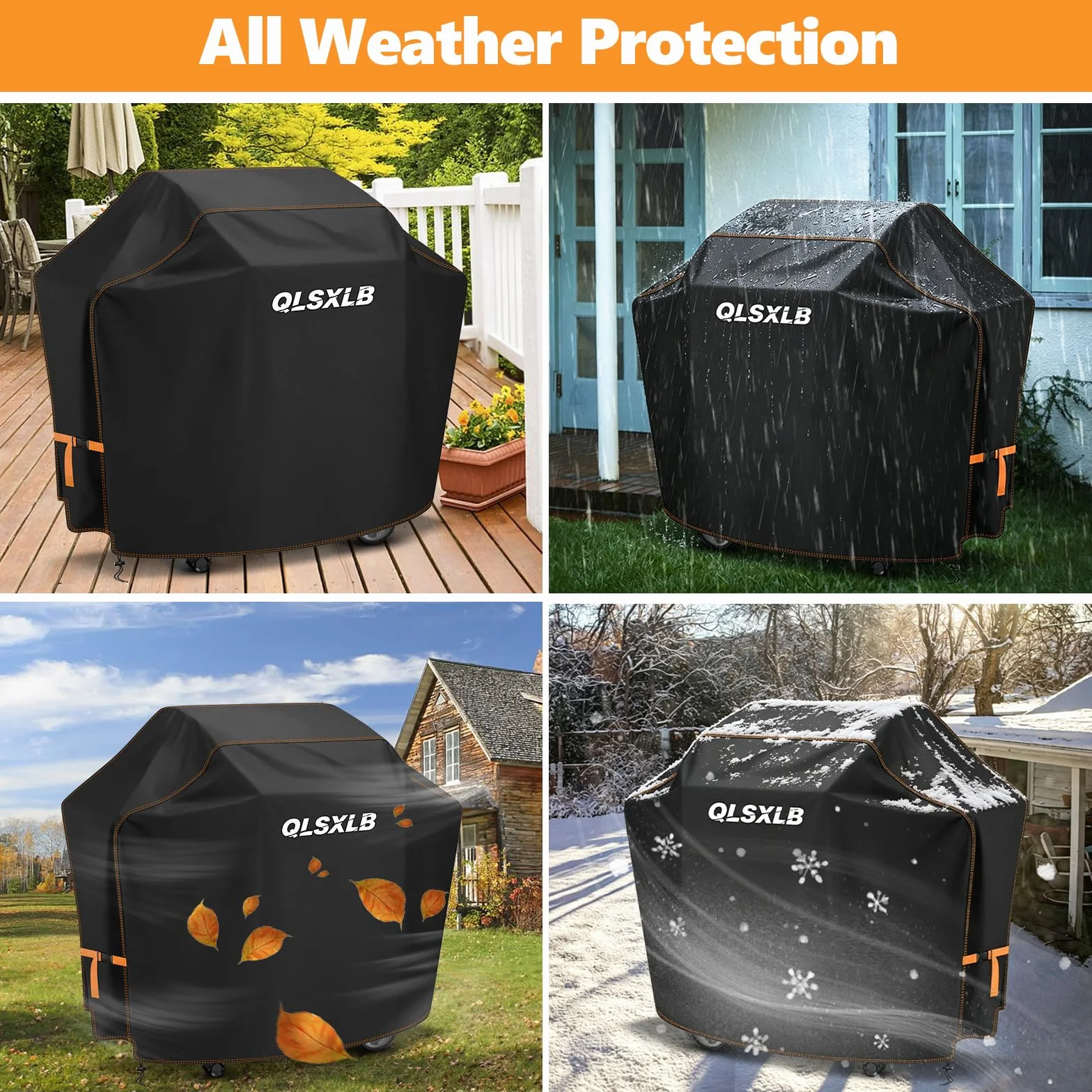 Housse Barbecue Exterieur 420D Oxford 152x68x119 CM Anti-eau Anti-Vent Anti-UV Noir
