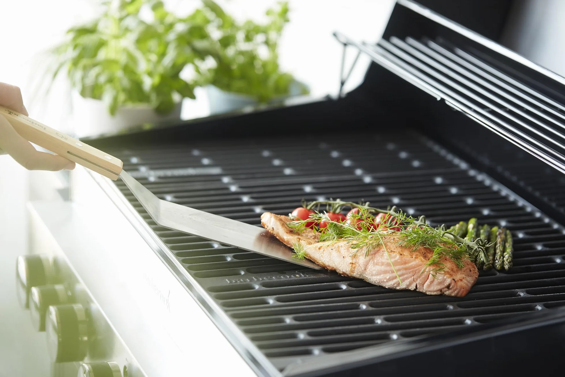 Barbecook spatule à poisson barbecue inox bois 37cm Argent