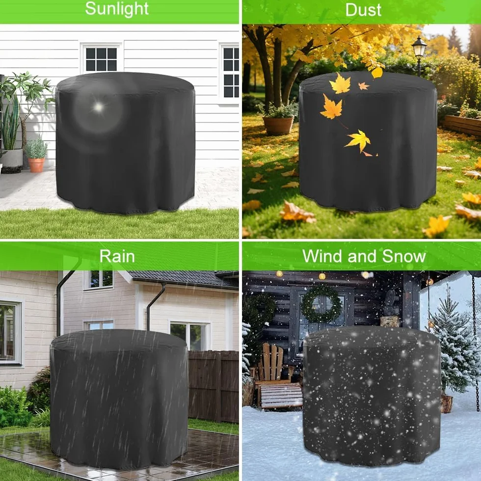 Housse de Protection Ronde Oxford pour Salon de Jardin, Imperméable et Résistance au Vent