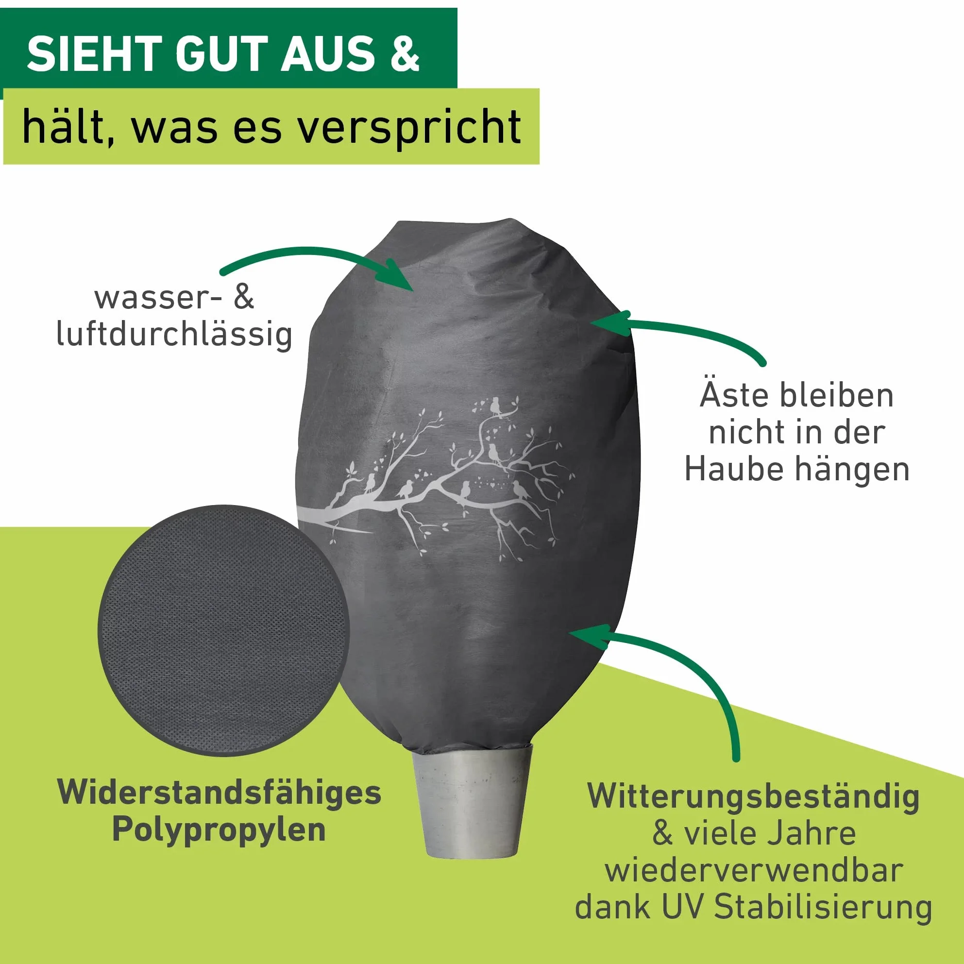 Windhager Housse de Protection Hiver XXL 1,4 x 2 m Voile Anti-Gel Plantes résistant aux intempéries Anthracite 07399