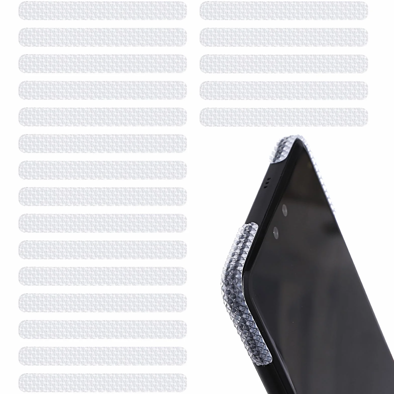 Xinjoduz Lot de 20 bandes adhésives antidérapantes en silicone transparent pour téléphone portable