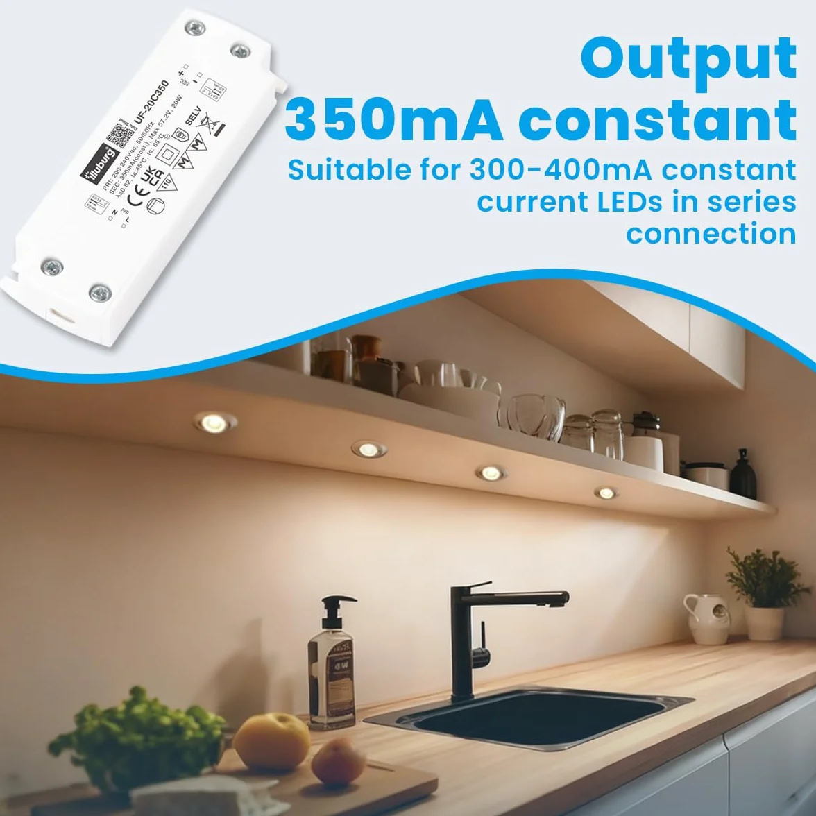 Transformateur LED 300mA - 350mA Courant Constant 10W - 20W Ultra Fin Plat Sans Scintillement LED Bloc d'Alimentation Driver