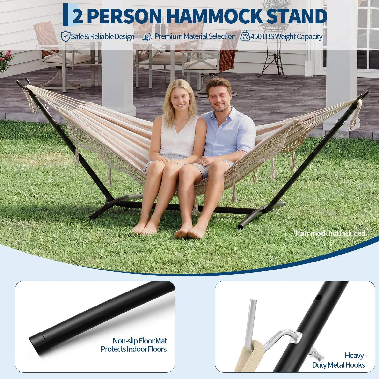 Support de hamac portable 2,7 m, acier robuste avec sac de transport