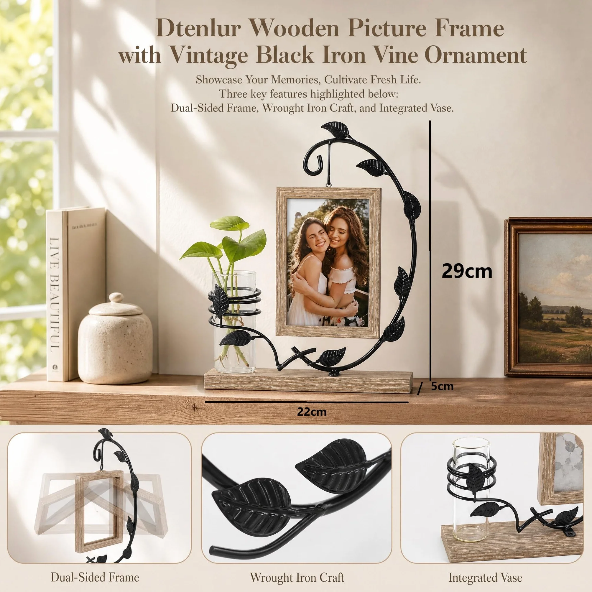 Table hydroponique en fer pour cadre photo