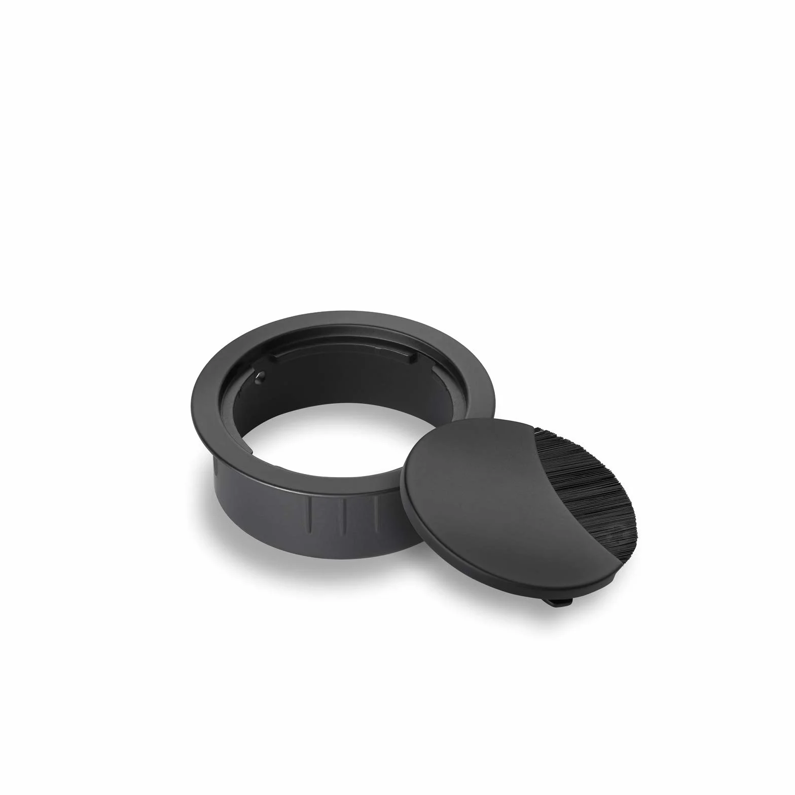 Eisnhauer boîte à câbles en Acier Inoxydable laqué Noir 60 mm, Convient pour Plusieurs câbles, Joint-Brosse et Couvercle Amovible, Hauteur env. 21 mm