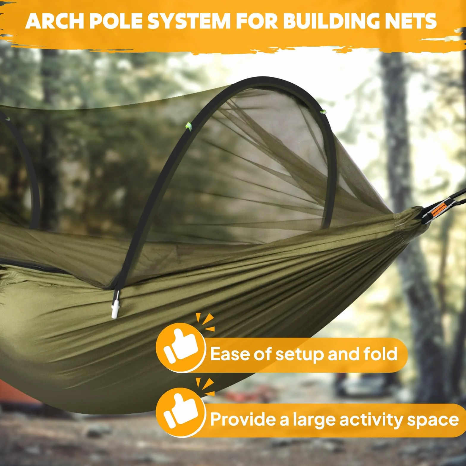 NATUREFUN Hamac de camping ultra-léger anti-moustiques 300 kg nylon parachute respirant séchage rapide