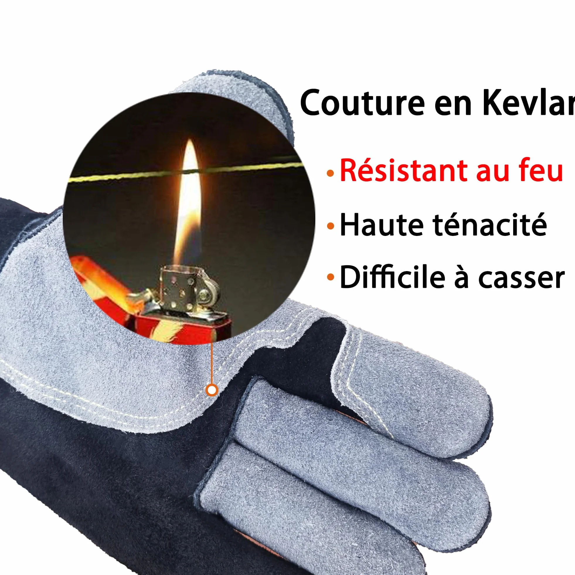 Gants Anti Chaleur de Barbecue En Cuir 40 CM Résistant Au Feu Et à La Chaleur