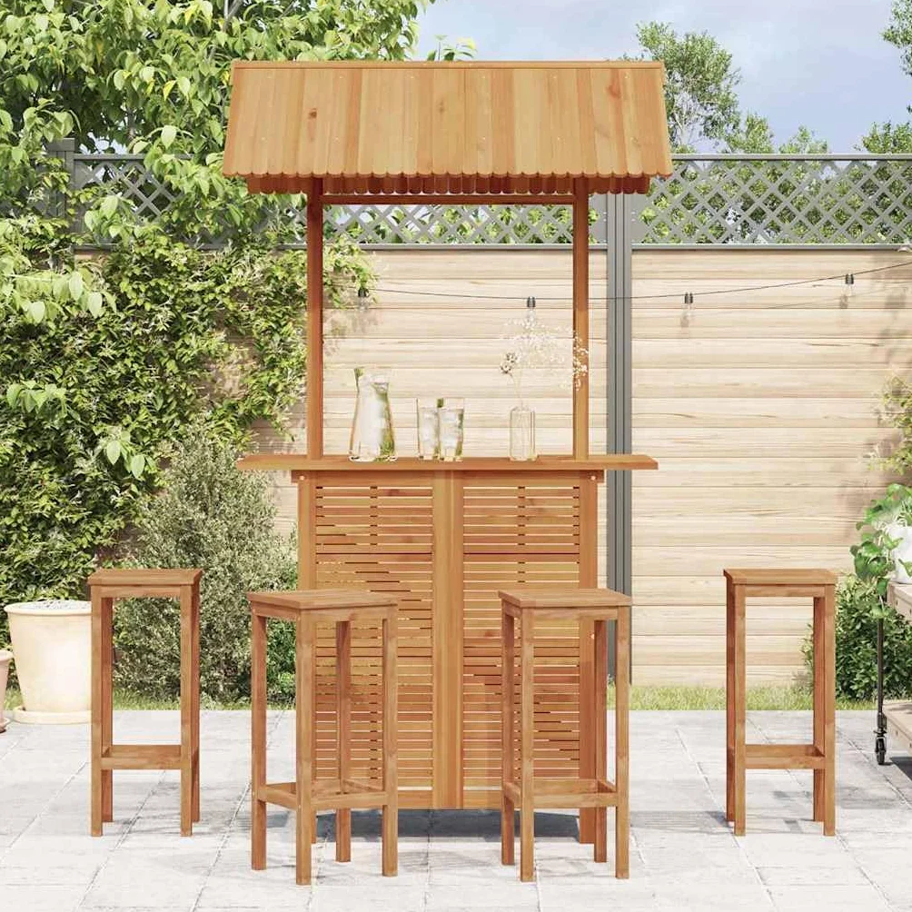 Table de Bar d'extérieur avec Toit 113x106x217 cm Bois d'acacia