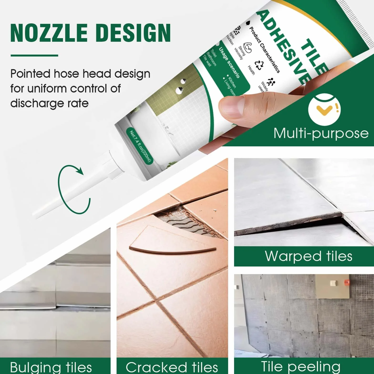 Colle a Carrelage, Colle Carrelage salle de bain, Joint carrelage Blanc, colle carrelage piscine, Coulis Étanche pour Carreaux pour Réparer les Rayures, Trous, Fissures(220g)