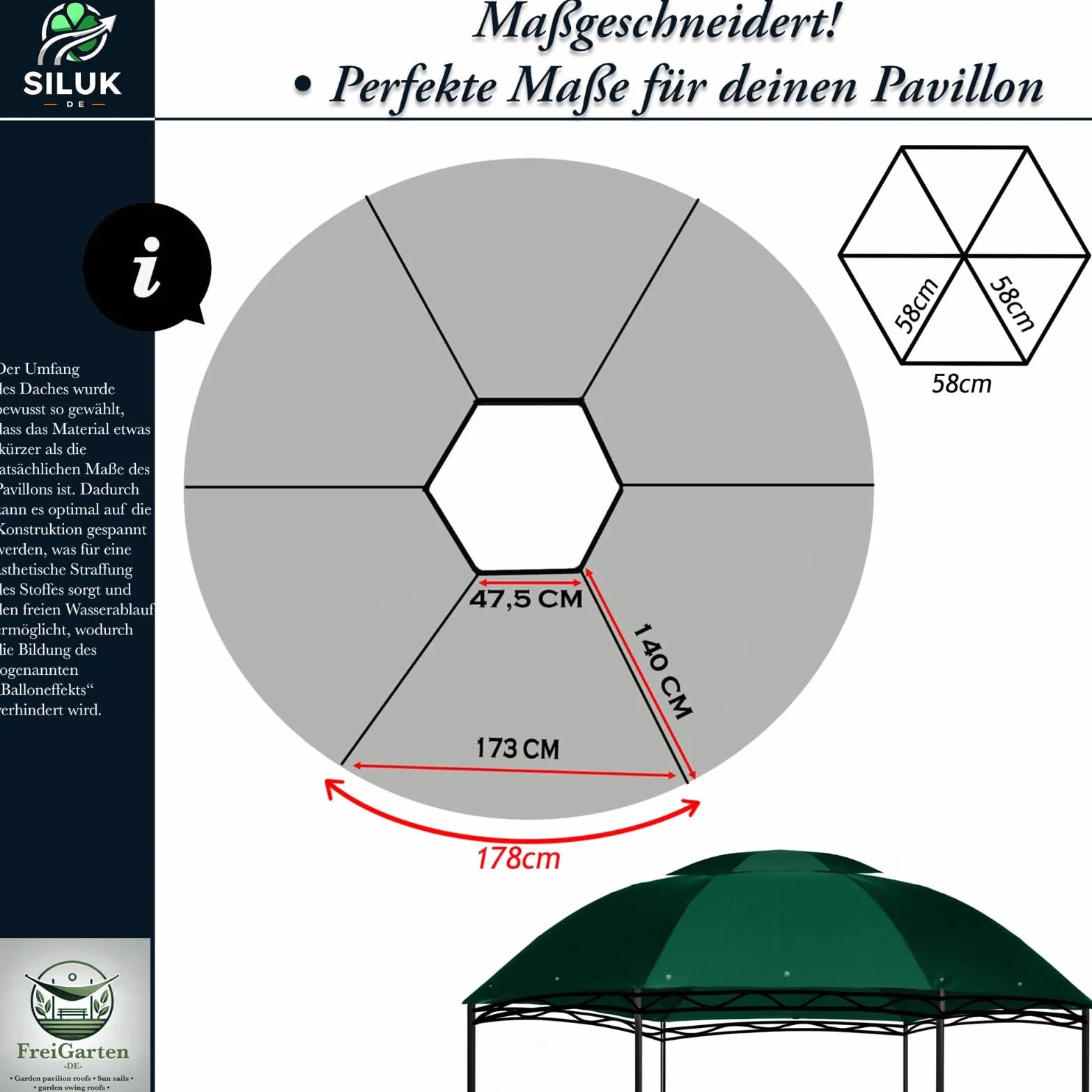 Pavillon de jardin PVC 350 cm panama étanche toit de rechange modèle 2