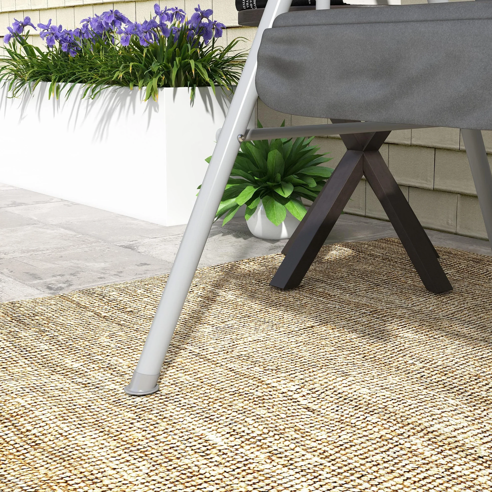 Outsunny Balancelle de Jardin 2 Places avec Auvent Inclinable Tablette Centrale 175x112x158 cm Gris