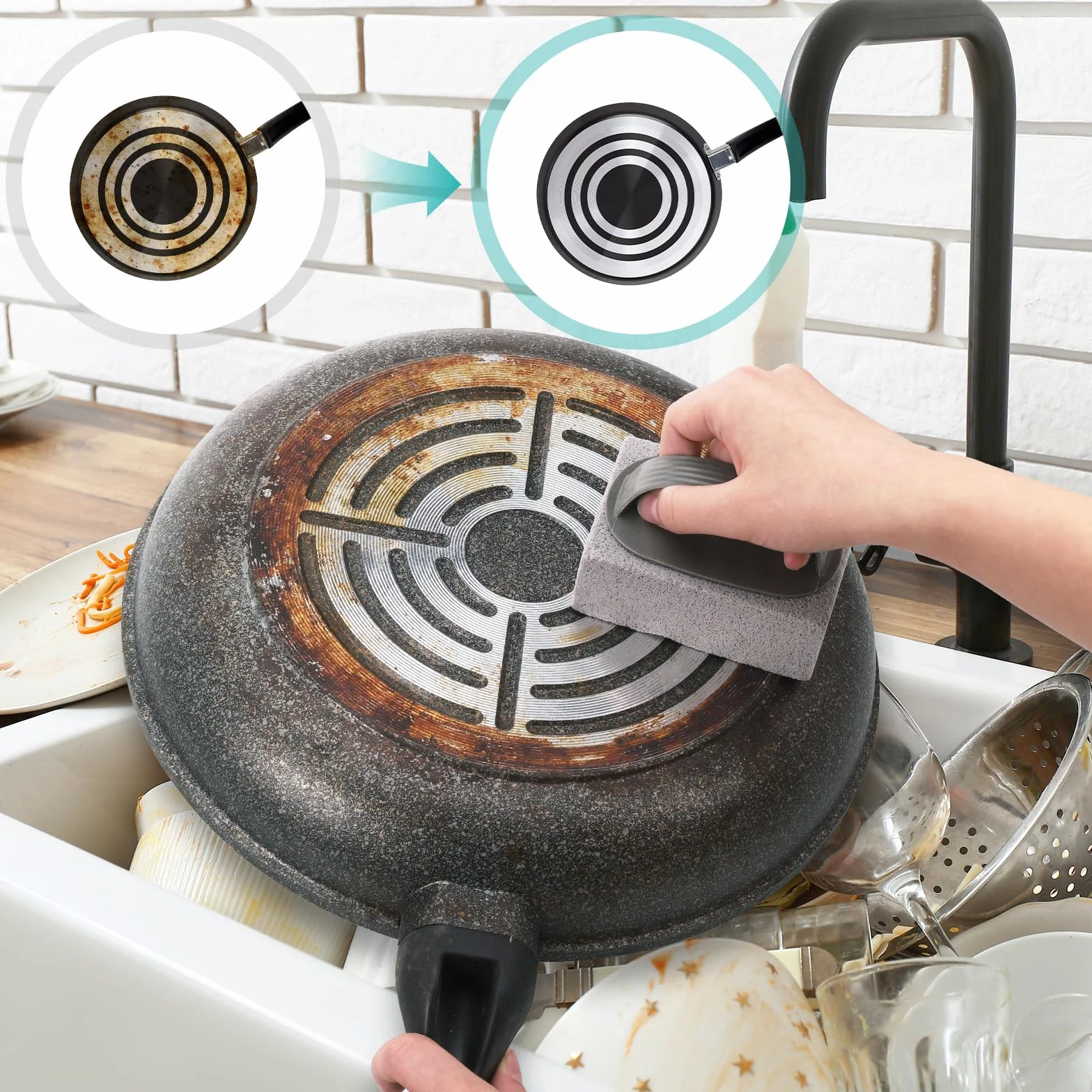 Zocipro 4Pcs Pierre de Nettoyage pour Barbecue Grille avec Poignée