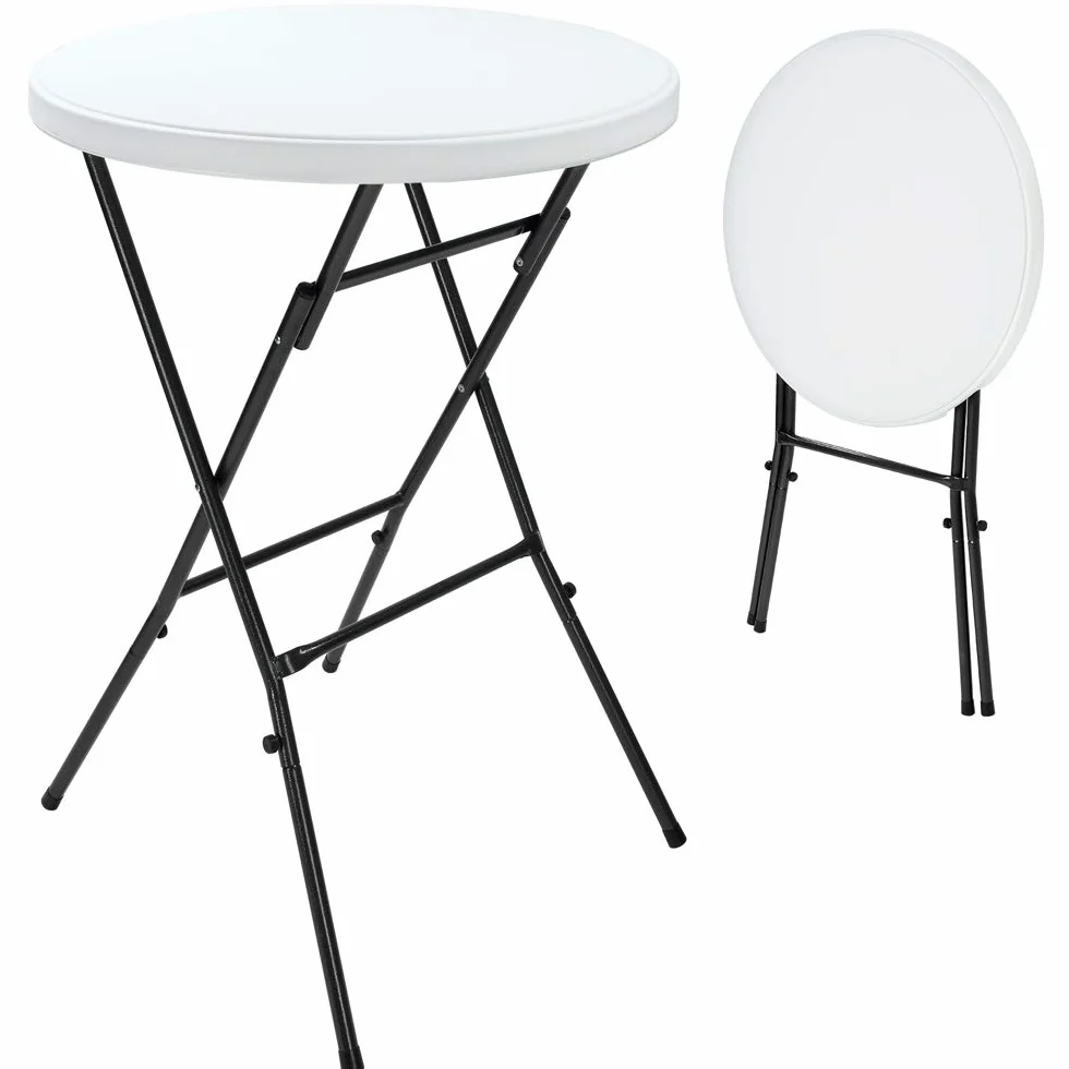 Casaria Table Haute de Bar Pliante Mange-Debout Ø 72 cm Blanc Hauteur 110 cm