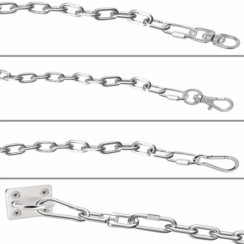 2 Pièces M4 Chaîne en Acier Inoxydable 2M Chaîne en Acier 4mm Maillons Soudés en Acier Inoxydable 304 pour Connecter et Suspendre