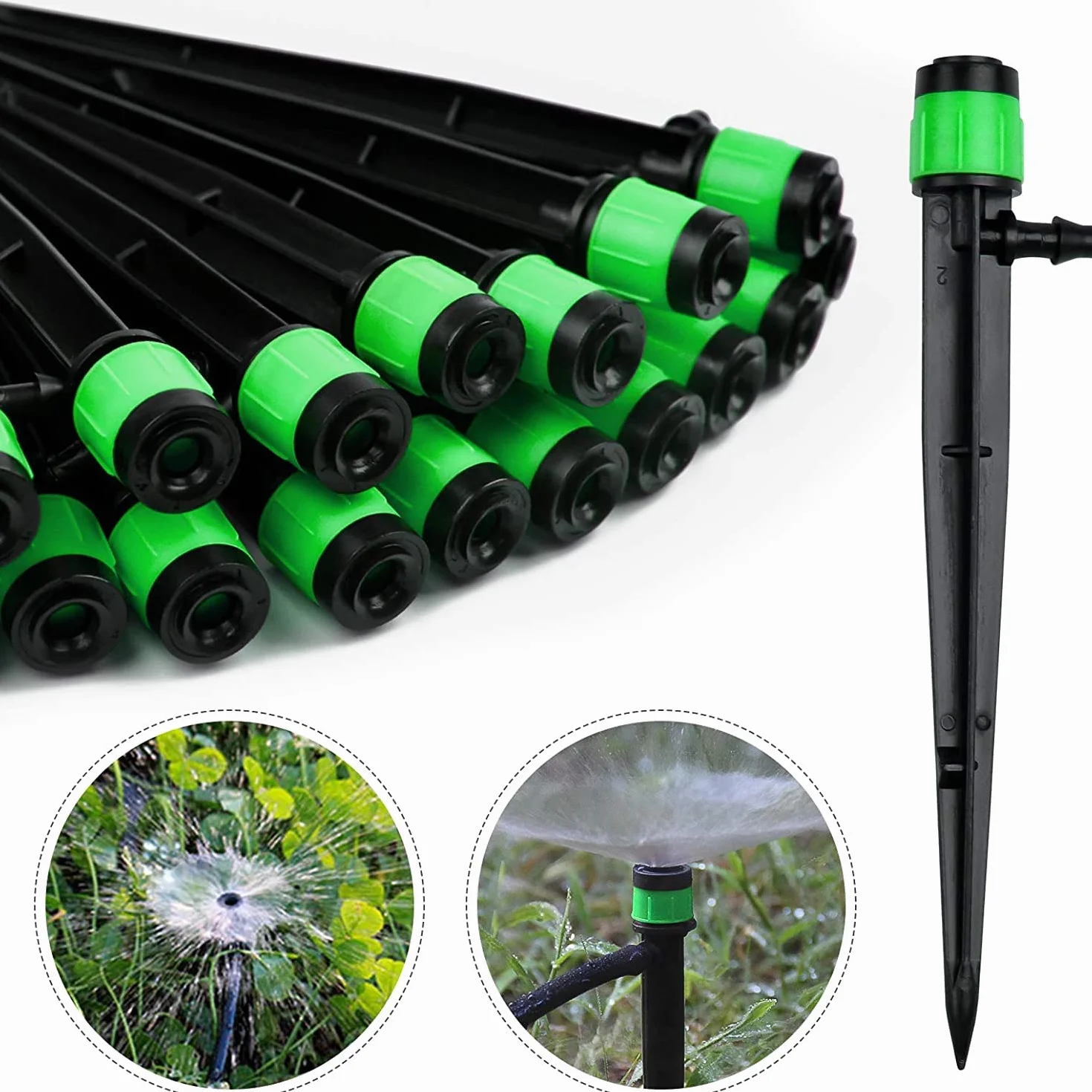 Goutteur d'irrigation 360° réglable, 100 pièces, micro arroseur pour tube 1/4" (4-6mm), pour jardin serre pelouse
