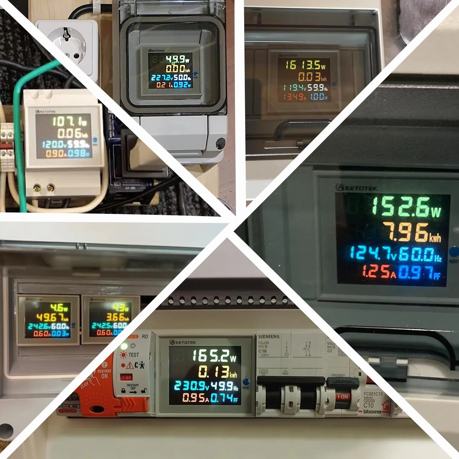 KETOTEK Compteur d'énergie monophasé Compteur d'électrique numérique AC 40-300V 100A Compteur Electrique 1 Phasé Wattmètre Rail DIN Mètre Watt KWh Voltmètre Ampèremètre