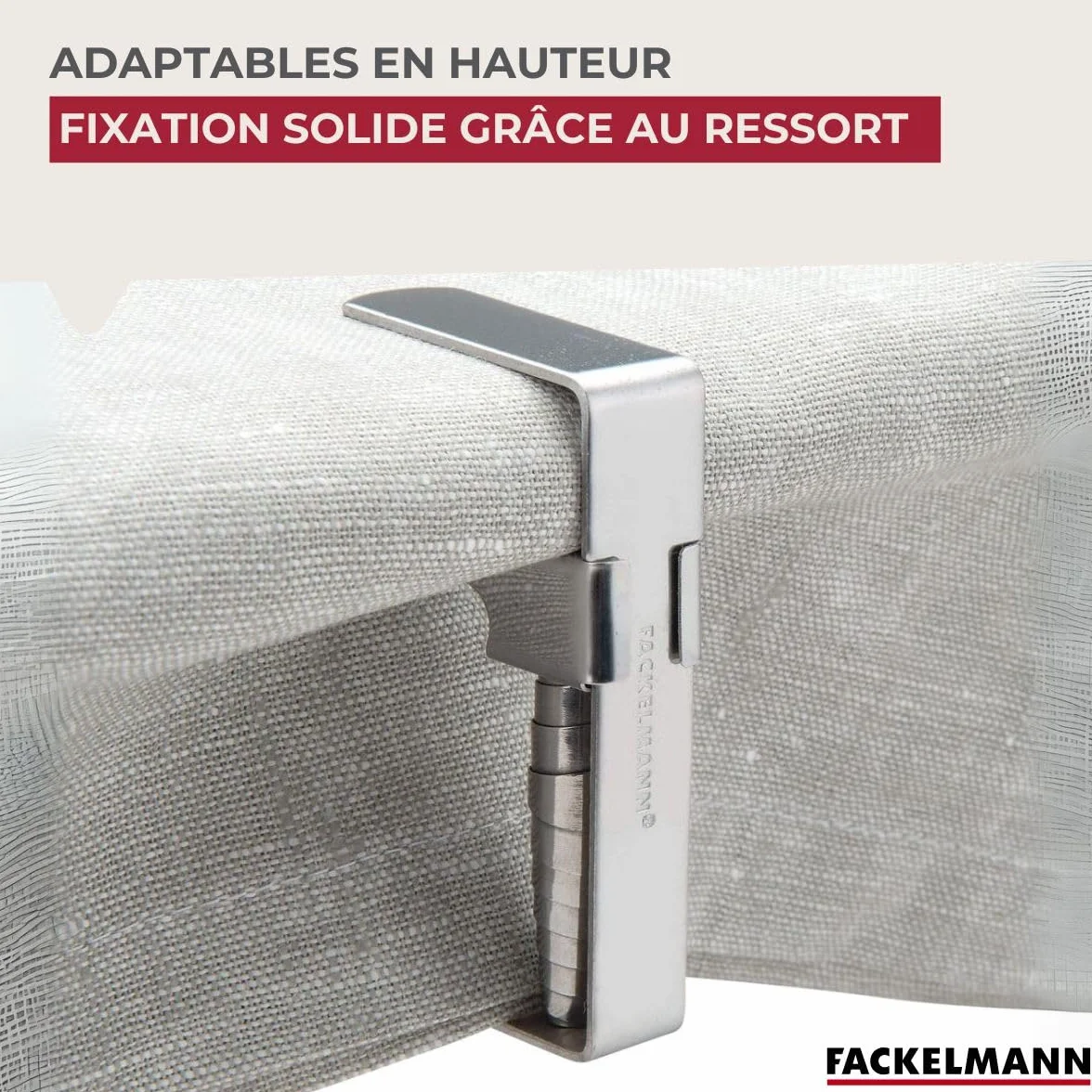 Fackelmann Lot de 4 Pinces à Nappe Inoxydable Extérieur Acier Inoxydable Argent 7,4 x 1,6 x 4,5 cm