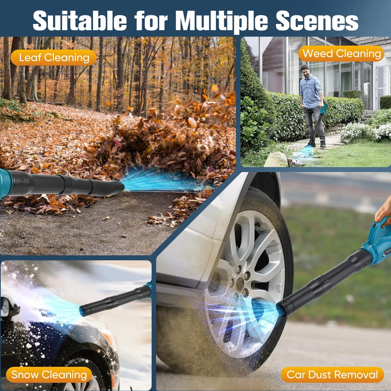 Souffleur à feuilles compatible batterie Makita 18 V vitesse variable jardin