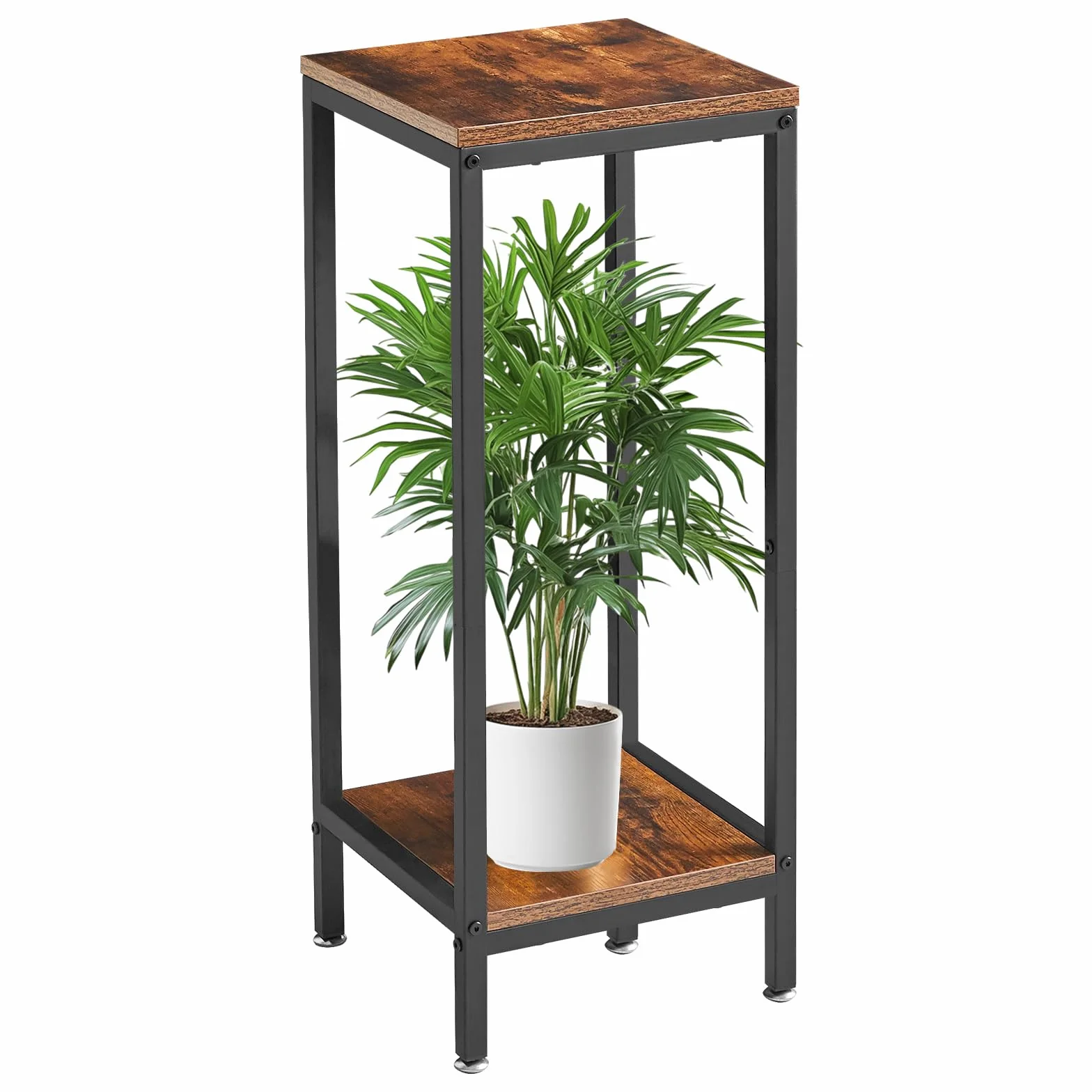 Support Plante Interieur 2 Étages 76cm Bois Moderne Pots de Fleurs Jardin Balcon Salon Décoration Rustique Brun