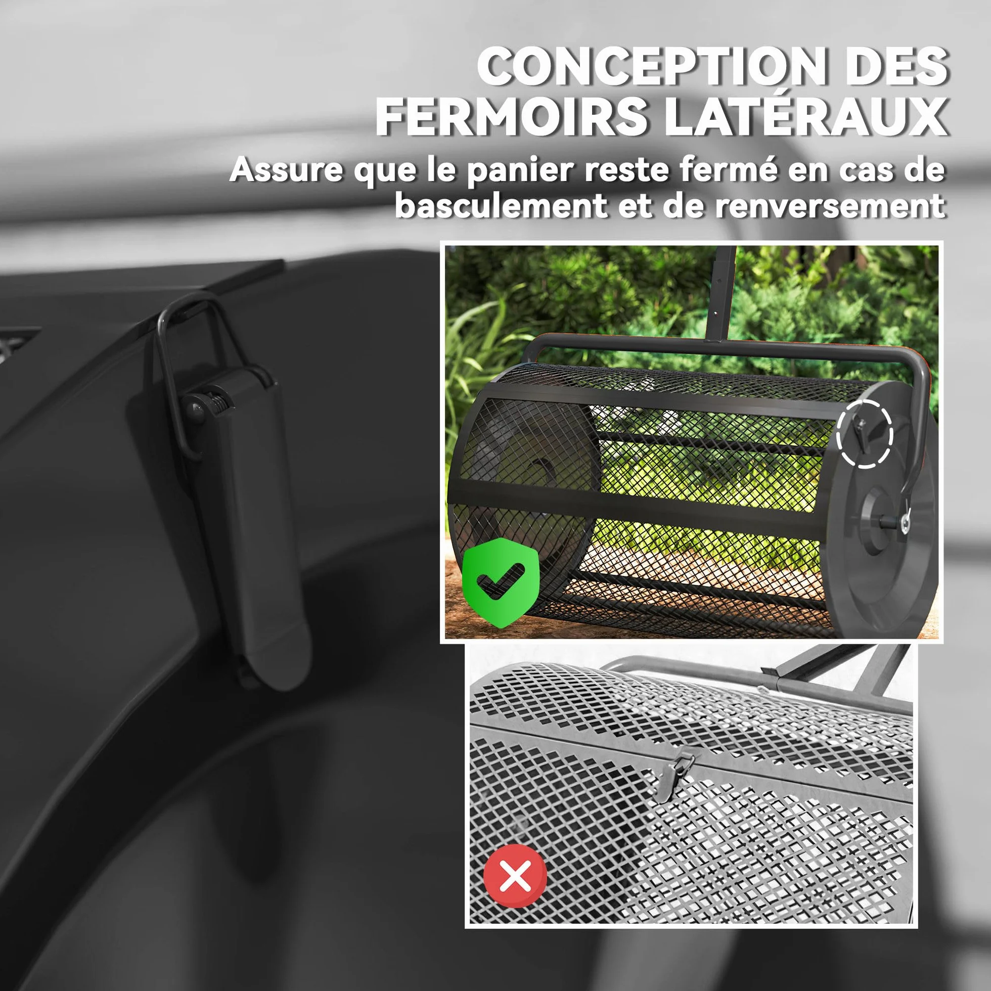 Outsunny Épandeur à Compost 75 L, épandeur de Gazon avec poignée en T réglable, Noir