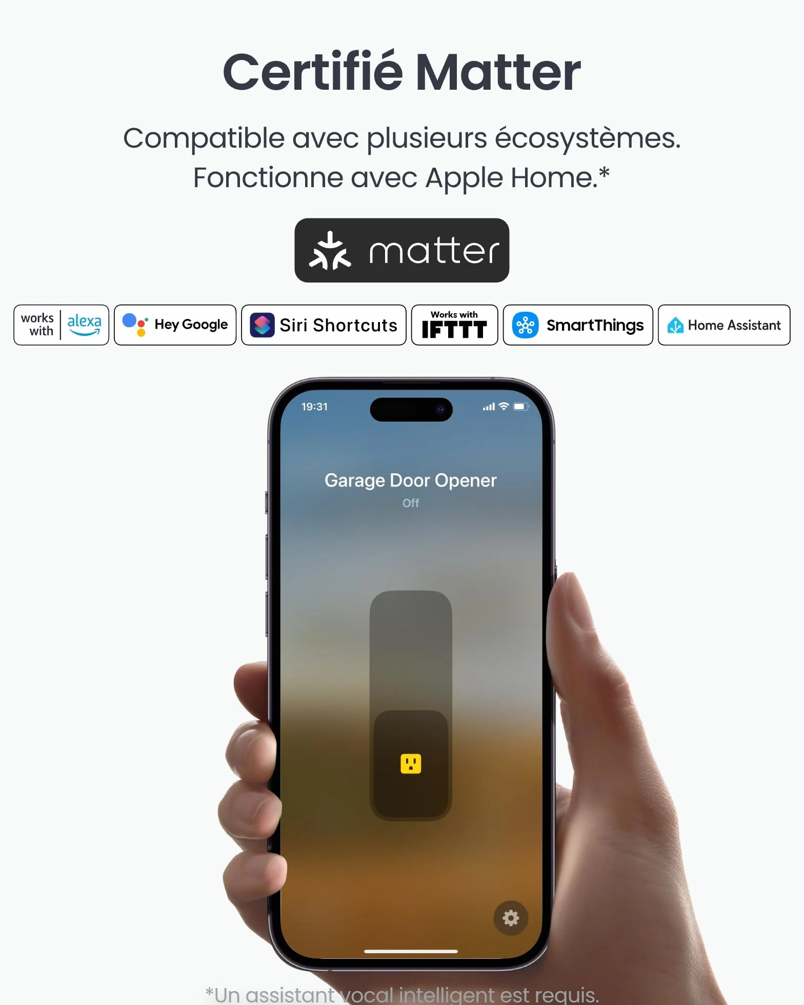 SwitchBot Smart Wi-Fi Ouvre-porte de garage certifié Matter, contrôle par application, Alexa/Google/Siri/IFTTT/SmartThings pris en charge, plusieurs modes de notification, aucun hub nécessaire