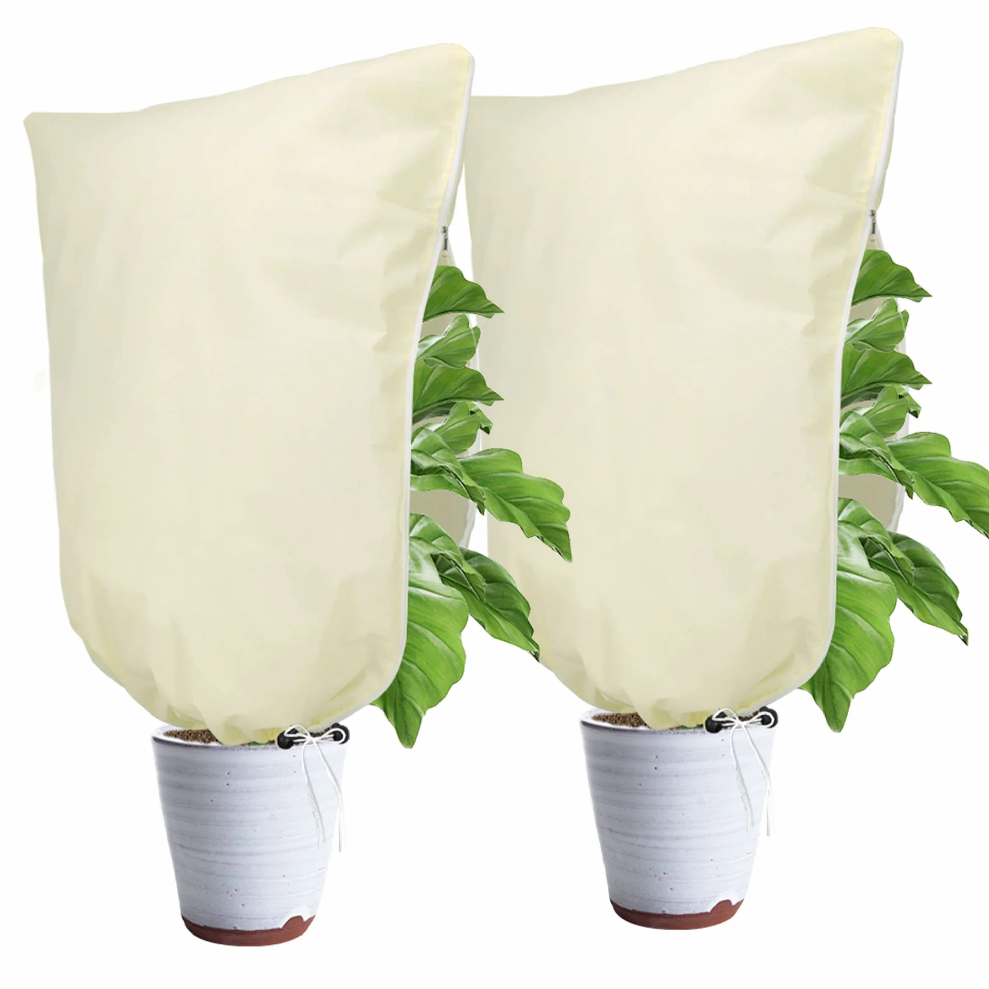 Housses de Protection pour Plantes Verdenu 100x80cm 90g/m² Sac avec Fermeture éclair et Cordon de Serrage