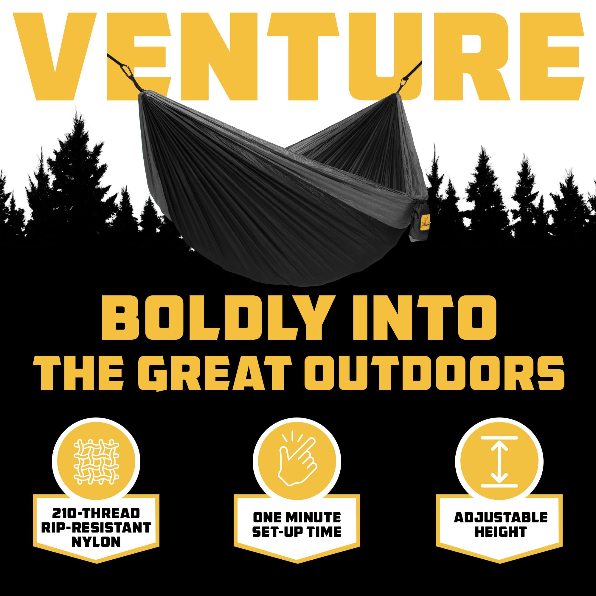 Durable Outdoor Hammock with Tree Straps (Single or Double)