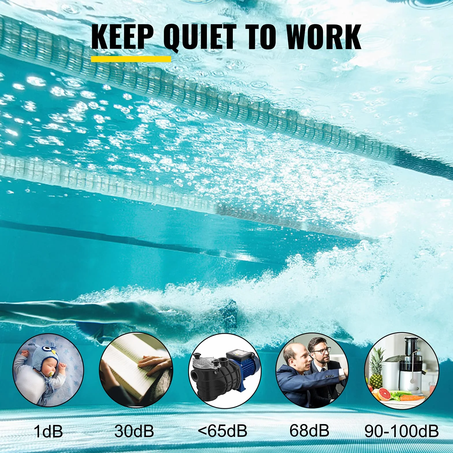 VEVOR Pompe Piscine Filtration 15000 L/h 1 HP Circulation Eau Panier Filtre Amovible 750W