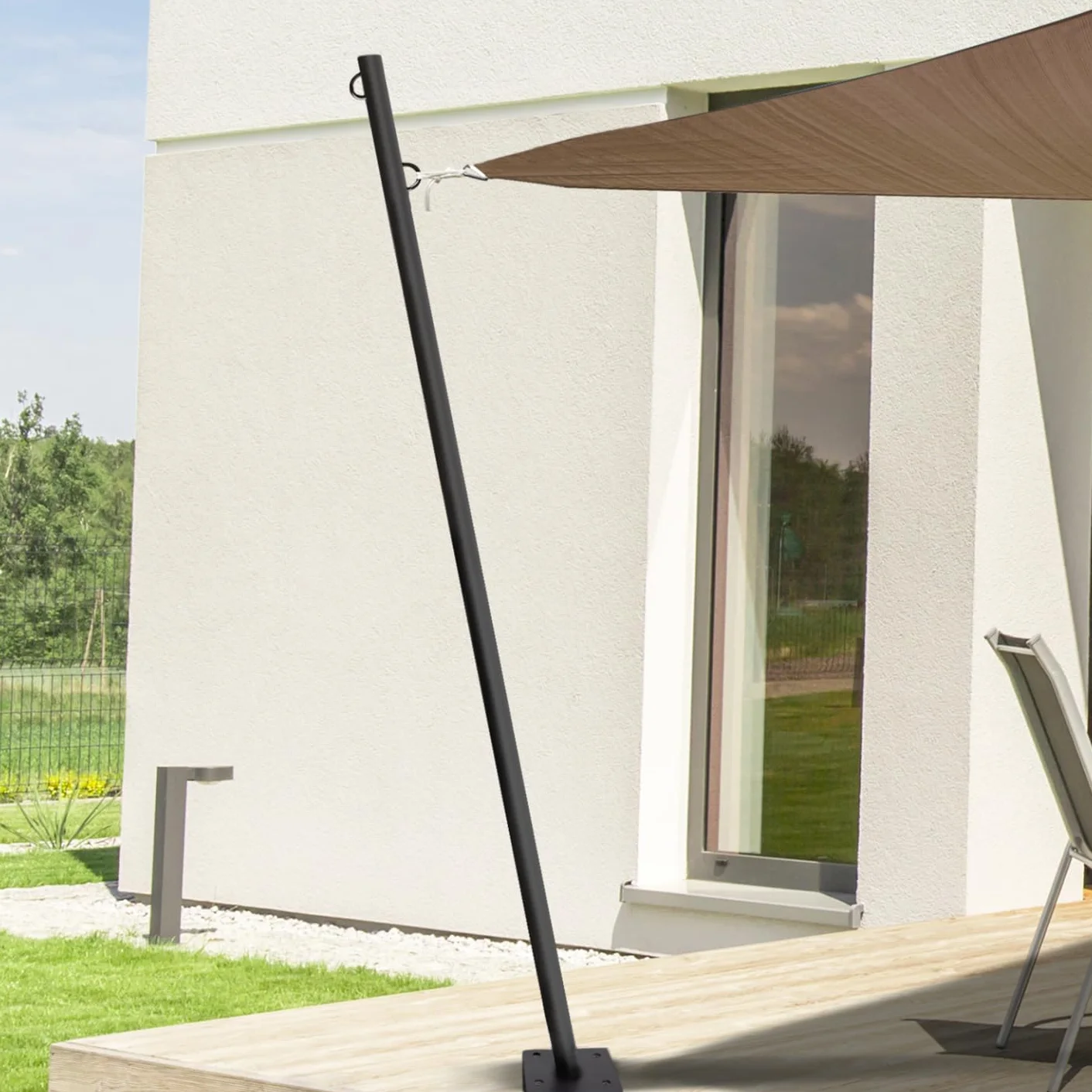 Lot de 2 Mâts de Fixation pour Voile d'Ombrage H.220 cm Acier