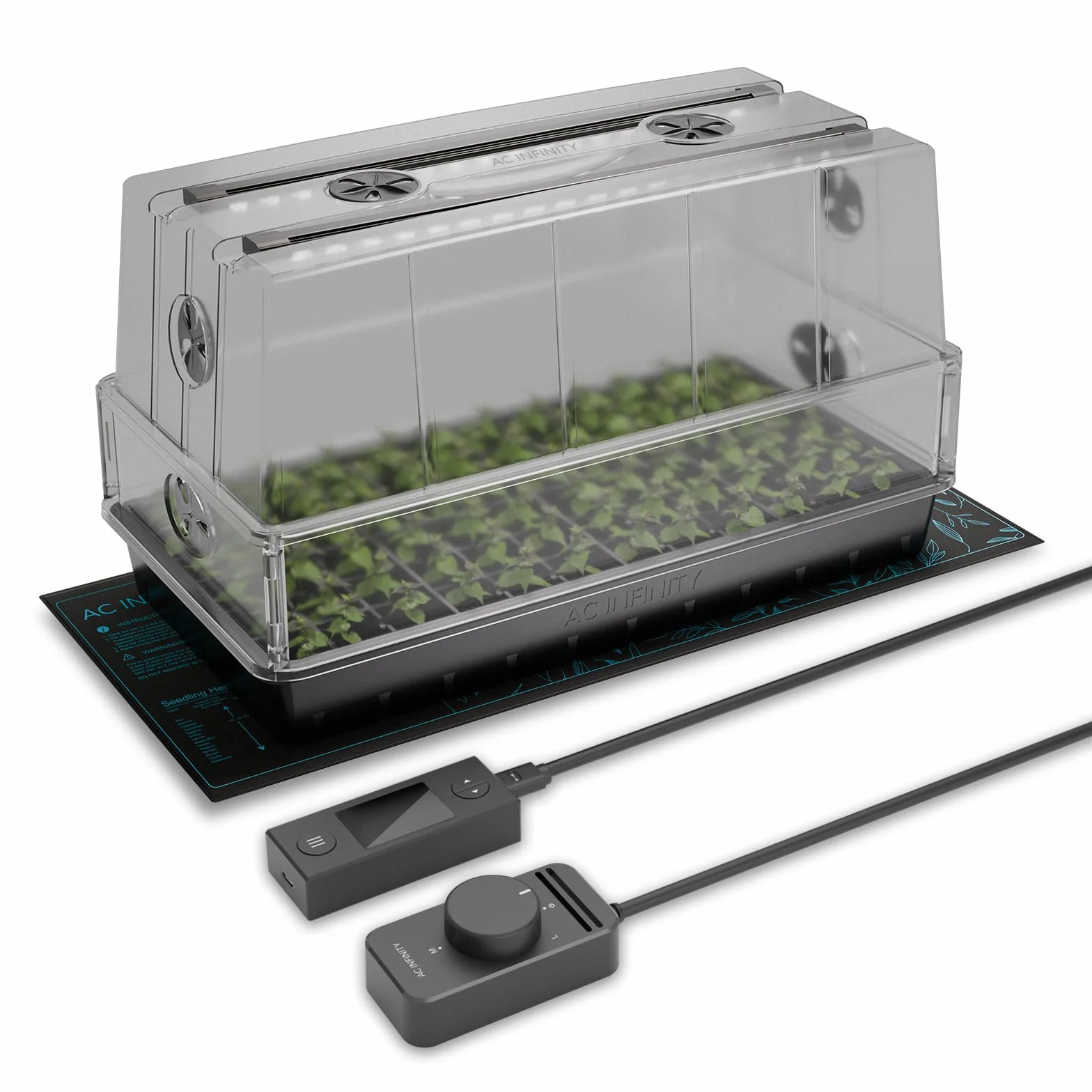 AC Infinity Grand dôme d'humidité Robuste 15,2 x 30,5 cm avec Tapis de semis imperméable, Barres Lumineuses à Del Spectre Complet, diodes Samsung LM301H Evo