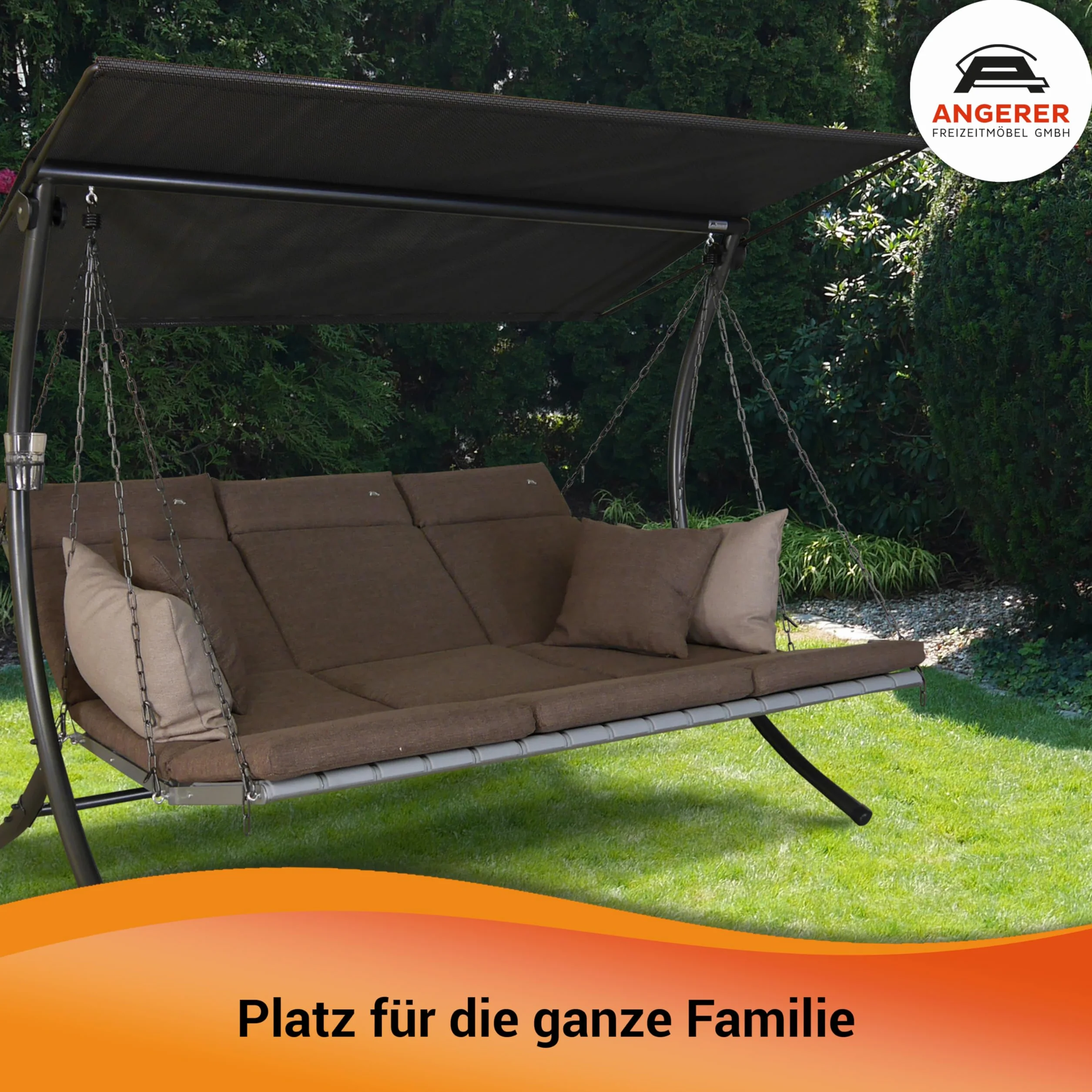 Angerer Balancelle Deluxe 3 Places Jardin Acier Galvanisé Toit Textilène Coussins Lavables Position Réglable Vert Clair