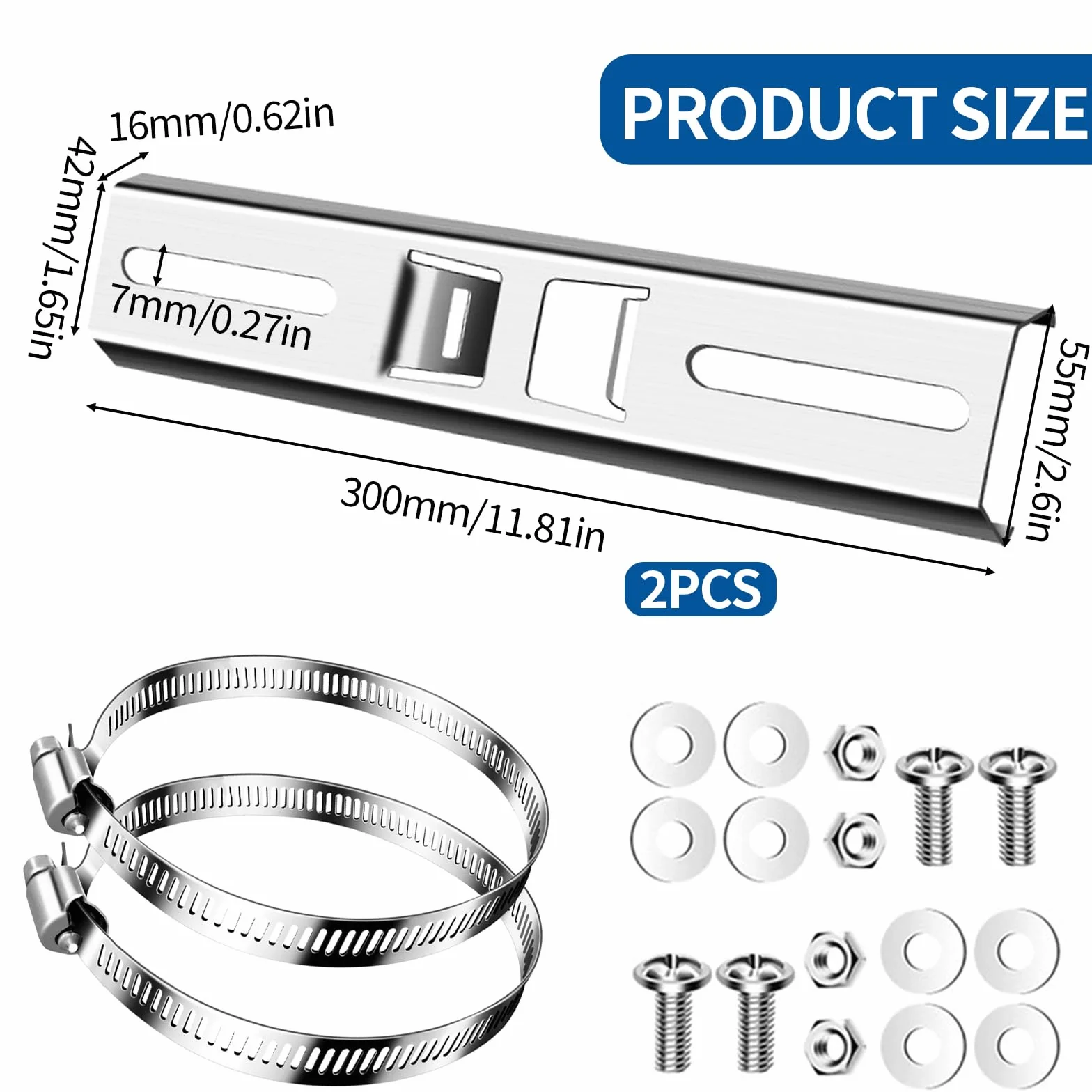 Support de mât universel 300 mm acier inoxydable pinces réglables caméra surveillance extérieure lot de 2