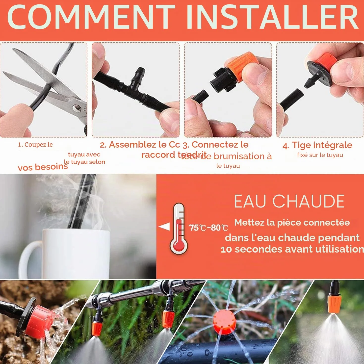 Kit d'irrigation Goutte à Goutte Automatique 263Pcs avec 40m+10m Tuyau, Système d'arrosage pour Jardin
