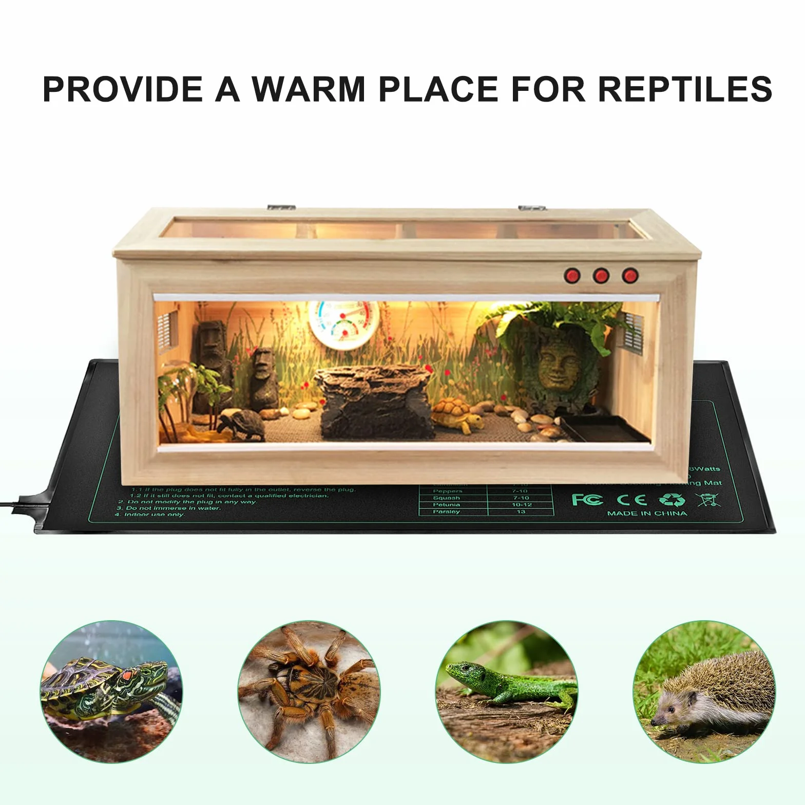 Tapis Chauffant Électronique 24x52cm Coussin Chauffage Hydroponique Imperméable pour Plantes Reptiles CE Certifié 2 Pièces