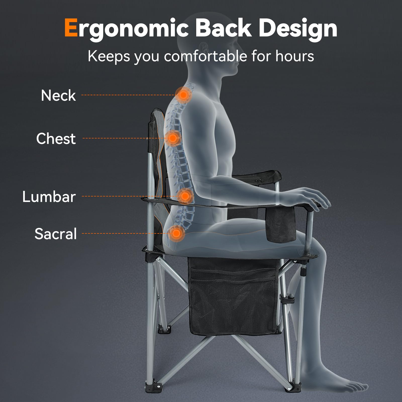 Deluxe Padded Folding Outdoor Chair with Cooler